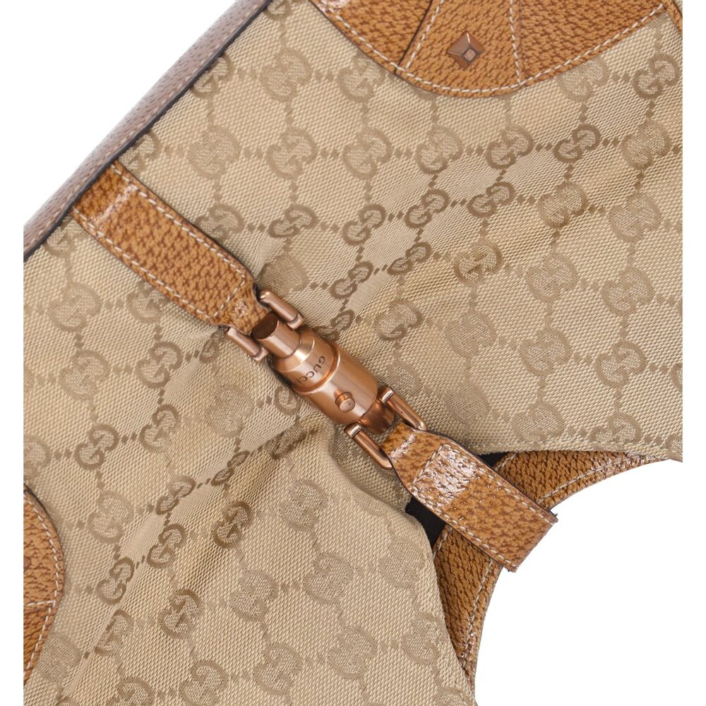 GUCCI Jackie Hobo Bag 124407 Beige Brown Jacquard Leather - Picture 7 of 9
